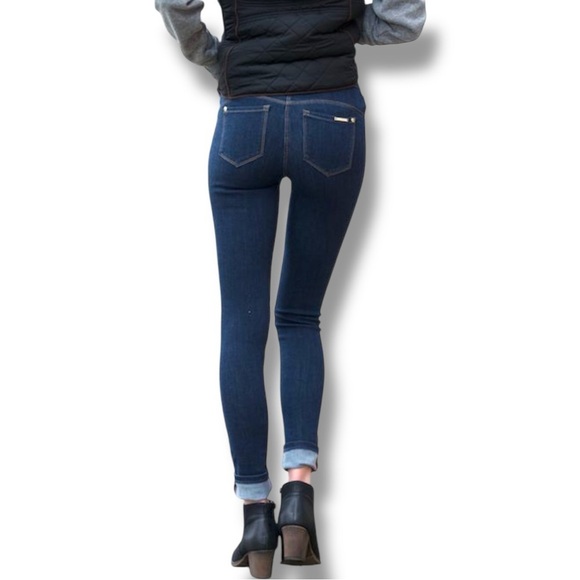 Luxe Denim Dark Indigo Wash Classic Skinny Straight Leg Stretch Women's Jeggings - Picture 3 of 16